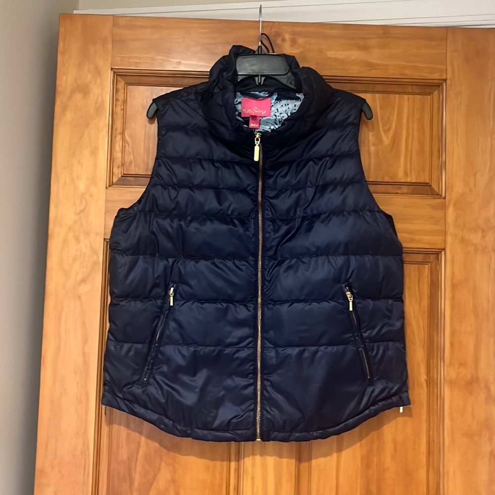 NWT Lilly Pulitzer Palm paradise vest size XL color true navy
